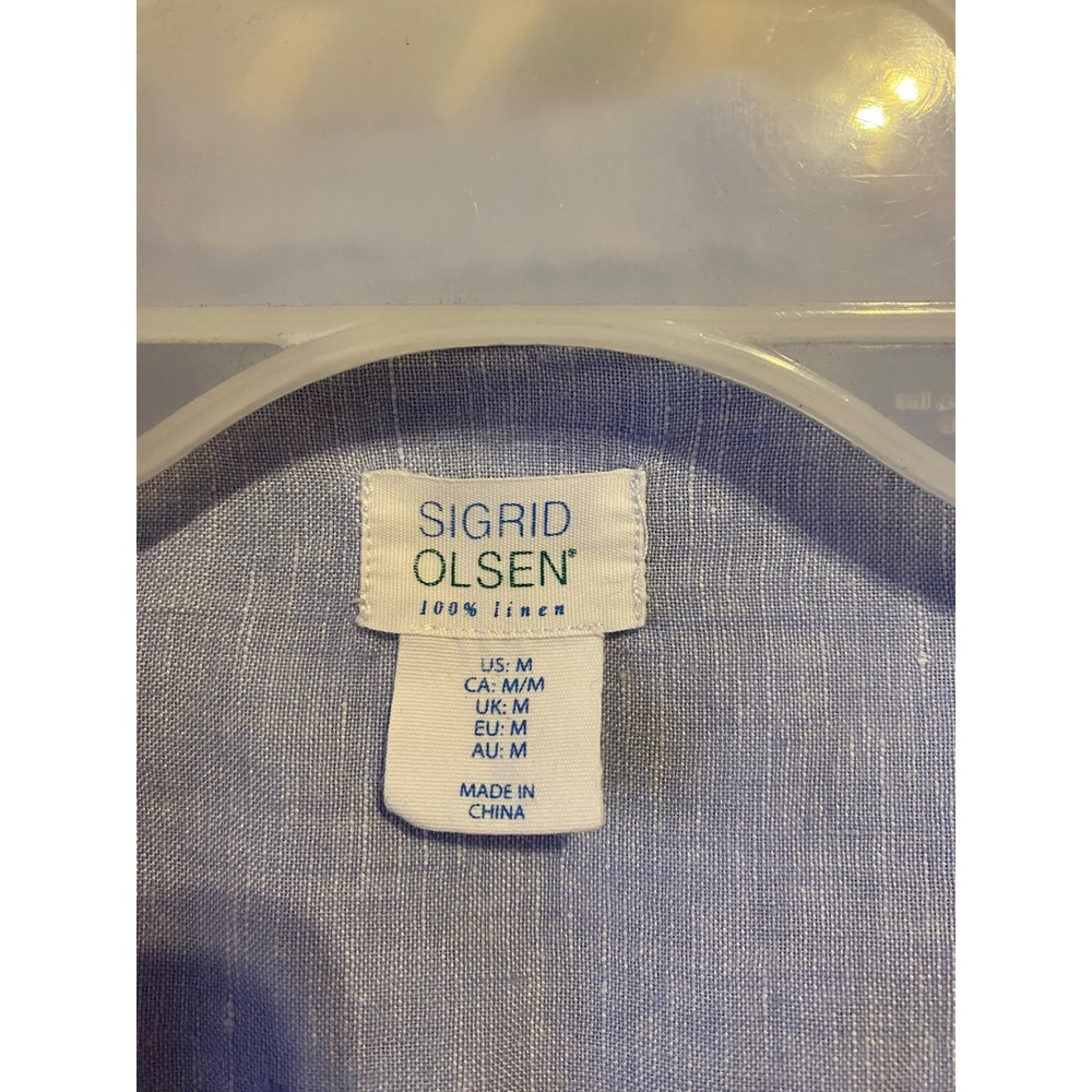 Sigrid Olsen Soft Blue 100% Linen Pullover Tunic 3/4 Sleeve Women's Medium - Picture 3 of 4